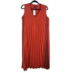 J Jill Wearever Woven Sunburst Pleated Tank Dress XLP Festive Preppy Chic Bold